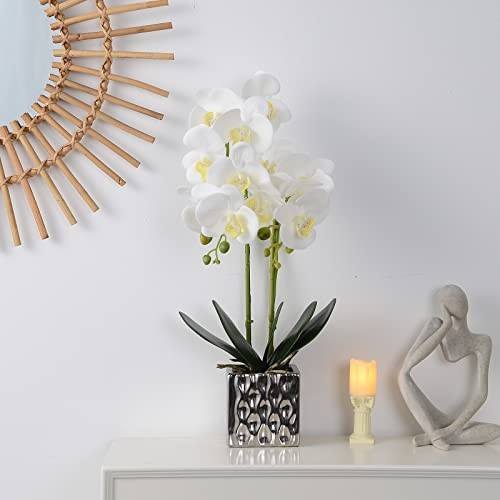 Artificial Orchid, Silver Vases, Home Decoration Flower Arrangements, Faux gallery