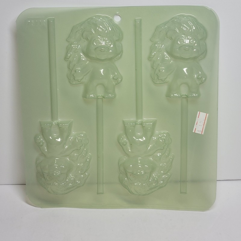 Vintage Trolls Candy Mold Chocolate Pops Suckers Green Plastic 75110 90s Cartoon