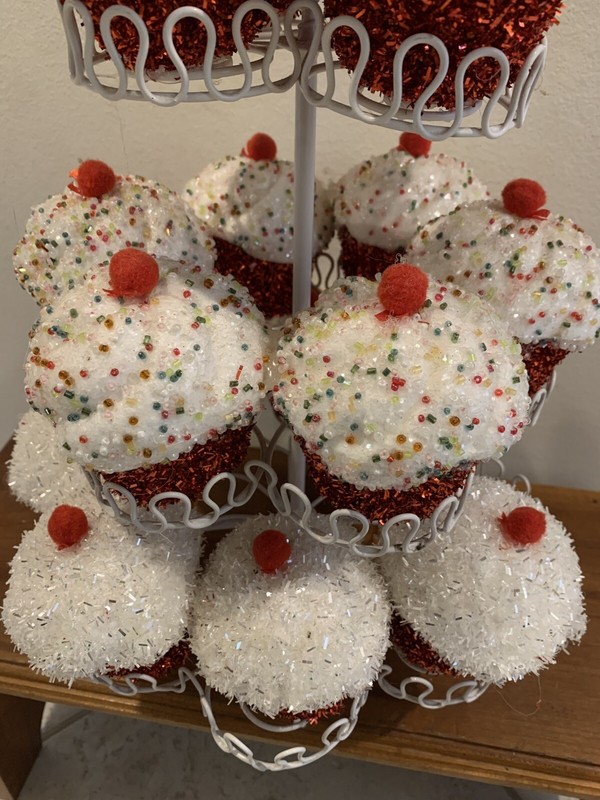 Vintage Desserts Pastry Cupcakes Faux Fake Food 3 Tier Display gallery