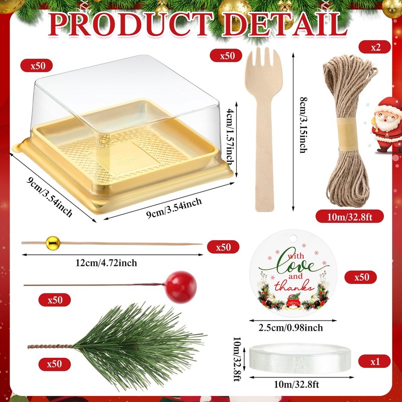 Maxdot 300 Pcs/50 Set Small Bakery Boxes with Clear Lids, Disposable Mini Des... gallery