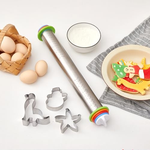 Rolling Pin with Thickness Rings, Fulimax 17" Adjustable Stainless Steel gallery