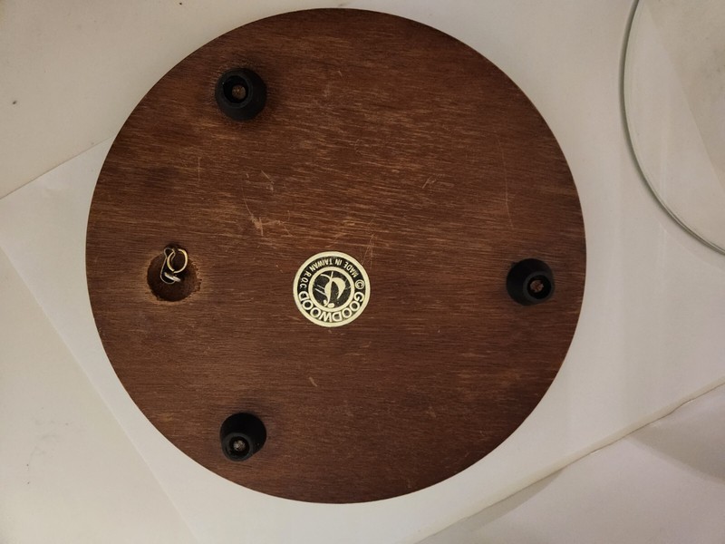 Vintage Goodwood Teak Wood Plate Covered Glass Dome Cake Cupcake Cheese Tray gallery