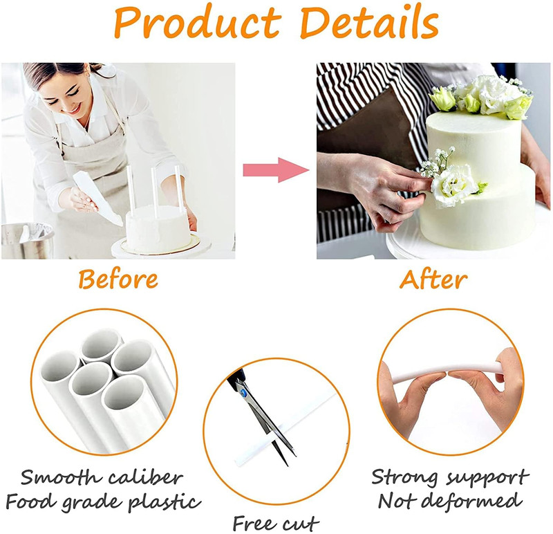 25PCS 4 Inch White Plastic Cake Dowel Rods for Tiered Pillars Construction and S gallery