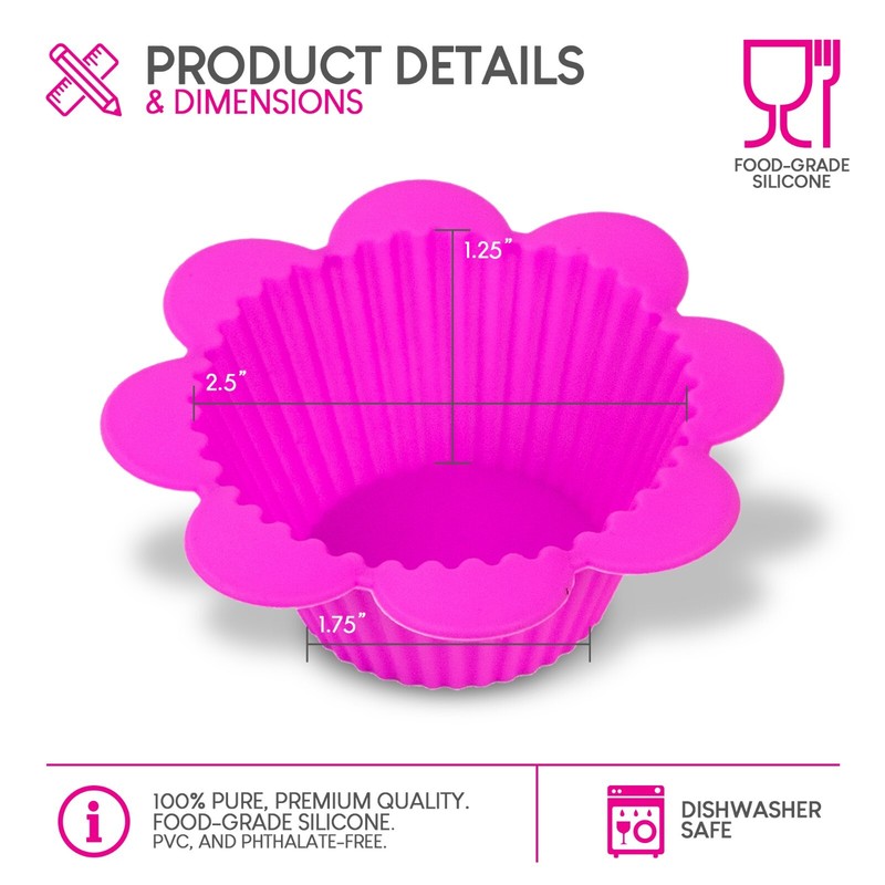 Exultimate Silicone Cupcake Mold Liners Holders Baking Supplies Flower Shaped 12 gallery