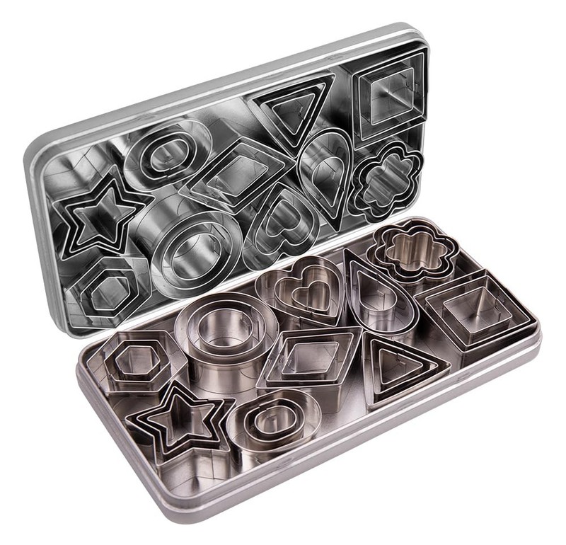 Mini Cookie Cutters Set- Small Heart Star Flower Round Square Hexagon Oval Diamo gallery