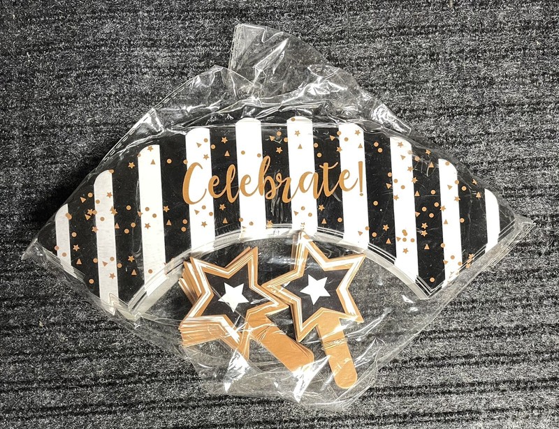 50 Pack Celebrate Cupcake Wraps Wrapper For Party Comes With 50 Stars