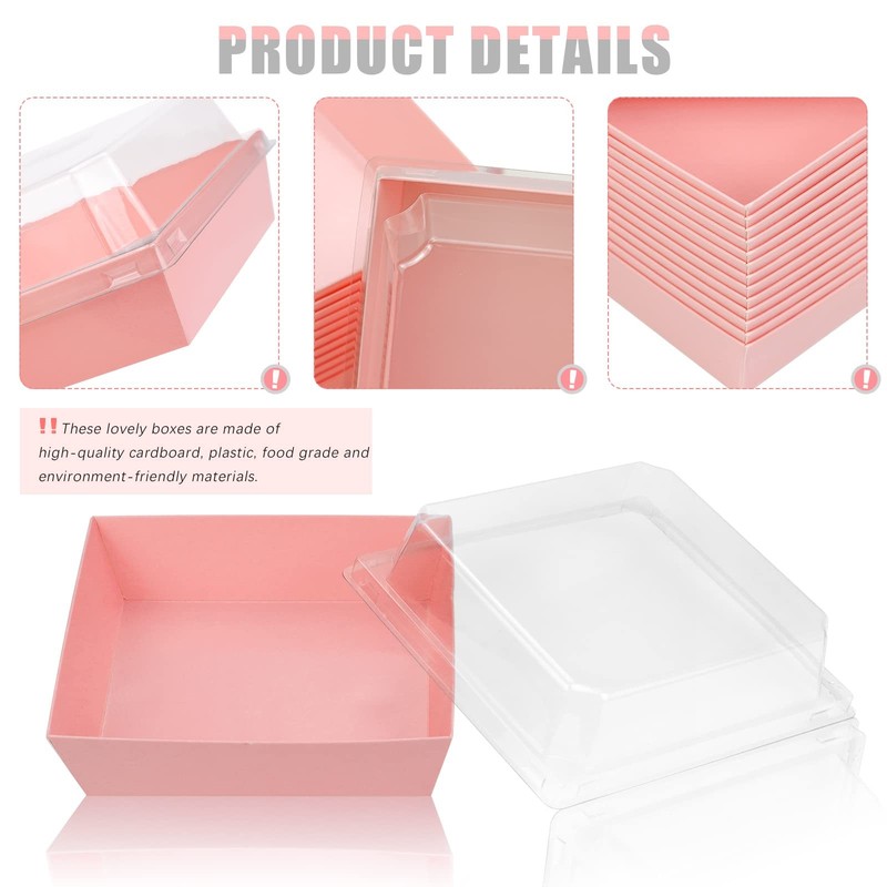 50 Pack Charcuterie Boxes with Clear Lids,5 Inch Pink Square Disposable Paper... gallery