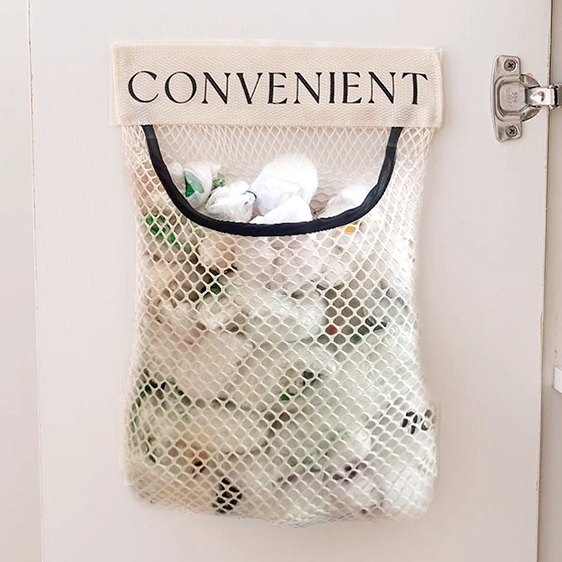 1PC Hanging Storage Mesh Bags Kitchen Garbage Bag Storage Tools Wall-mounted