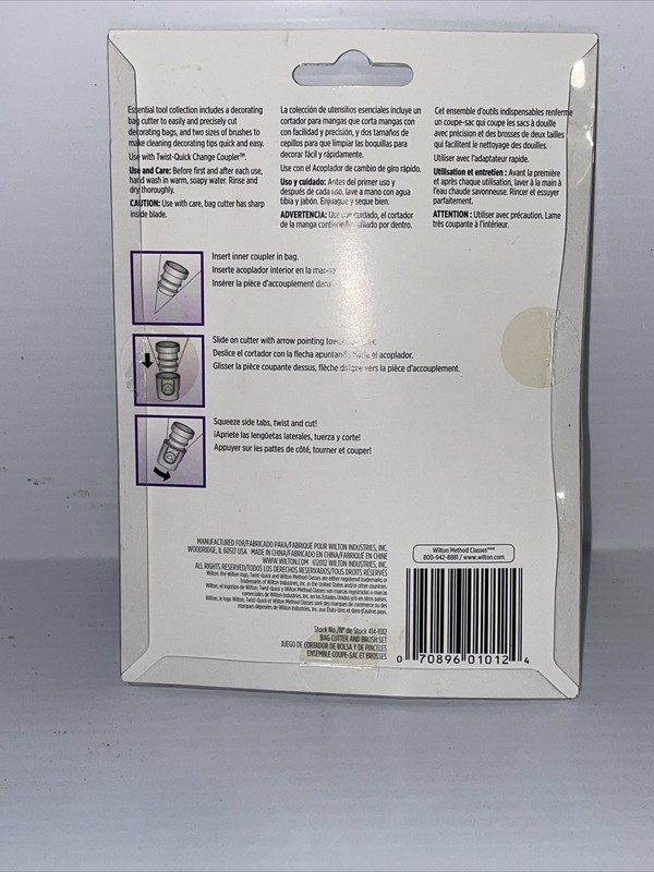 WILTON-Bag Cutter and Brush Set 3 Essential Tools 414-1012 Cake Decorating gallery