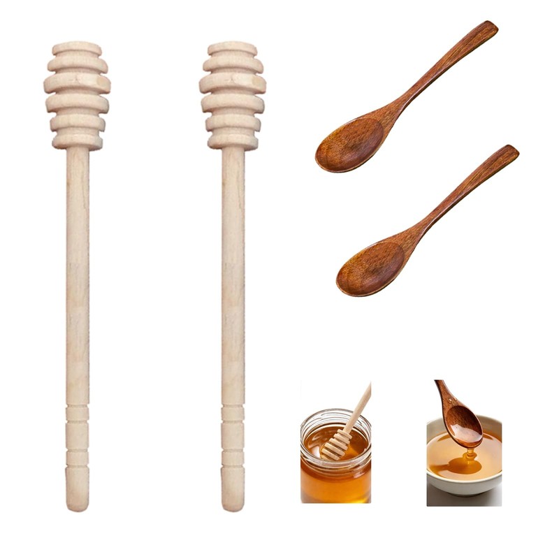 Set of 4, including 2 wooden honey dippers and 2 mini spoons, 5.7-inch and 6….