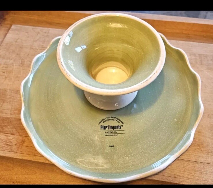Pier 1 Earthware Carynthum Vintage Cake Stand Discontinued RARE gallery