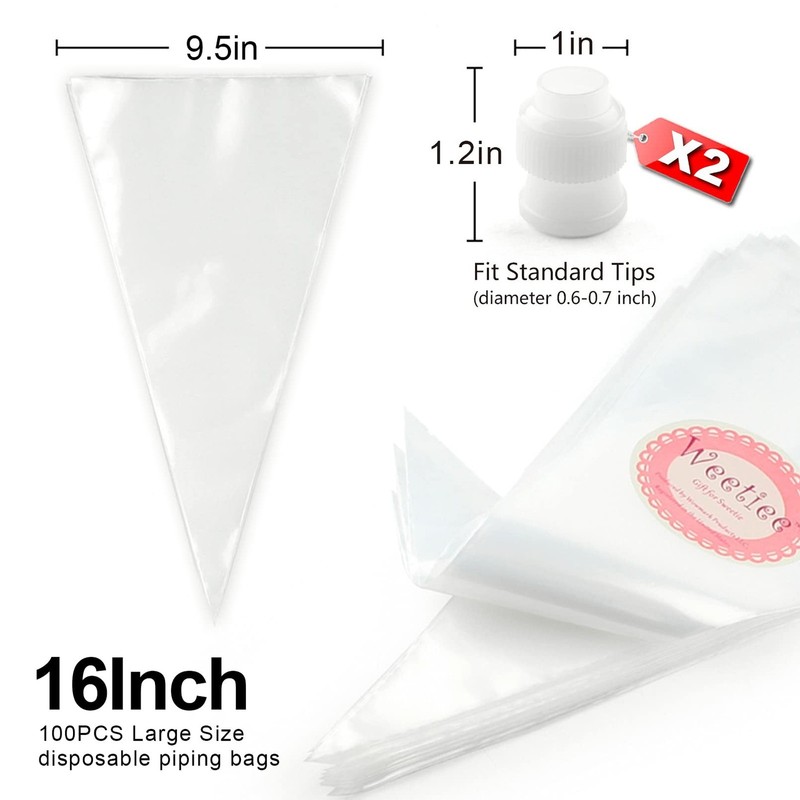 Pastry Piping Bags -100 Pack-16-Inch Disposable Cake Decorating Bags Anti-Bur... gallery