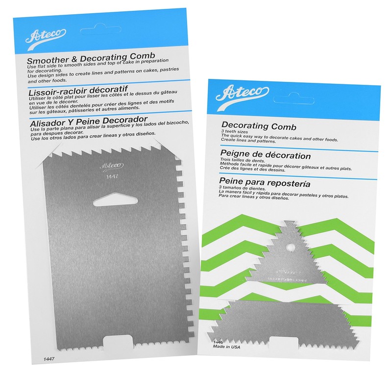 2 PCS 1446 1447 Decorating Comb Icing Smoother Set Silver Cake Tools gallery