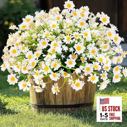 Artificial Daisy Flowers for Outdoors Spring Summer Decor, UV 12 Bundles White