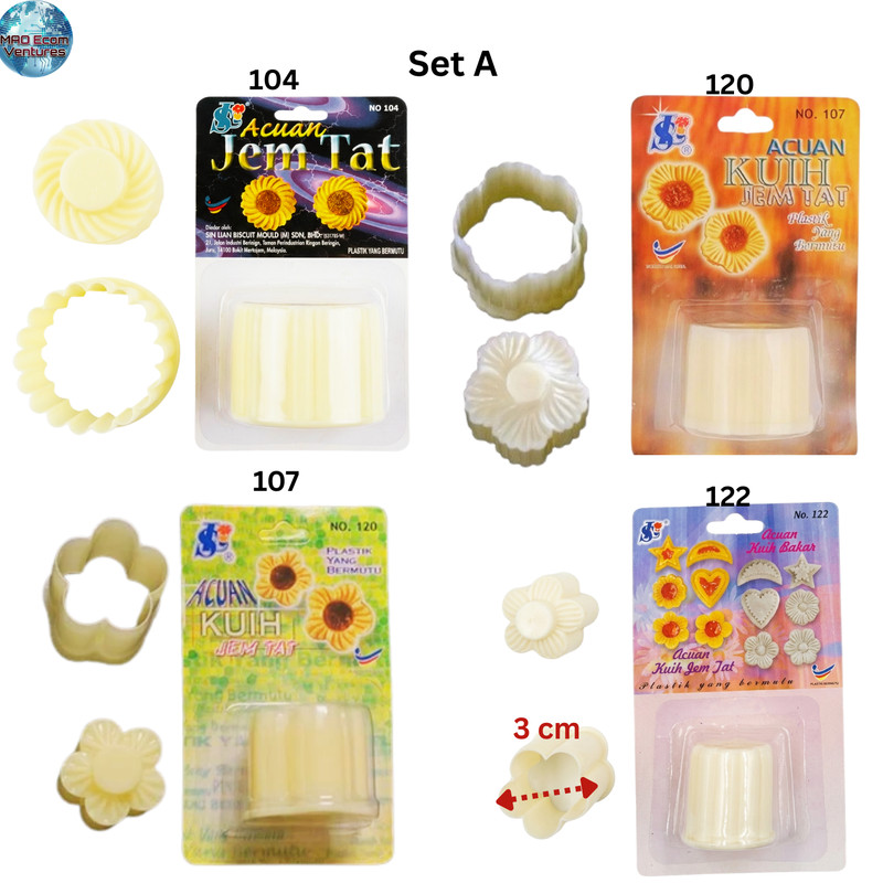 Set of 4 Pineapple Tart Jam Cookie Cutter Mold Marmalade Linzer CNY Pastry
