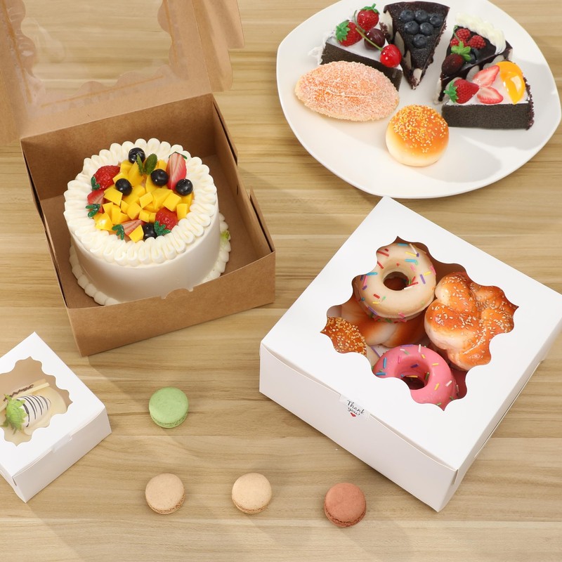 48 PCS 4x4x2.5" White Bakery Boxes with Window for Mini Cakes Cookies Treats gallery