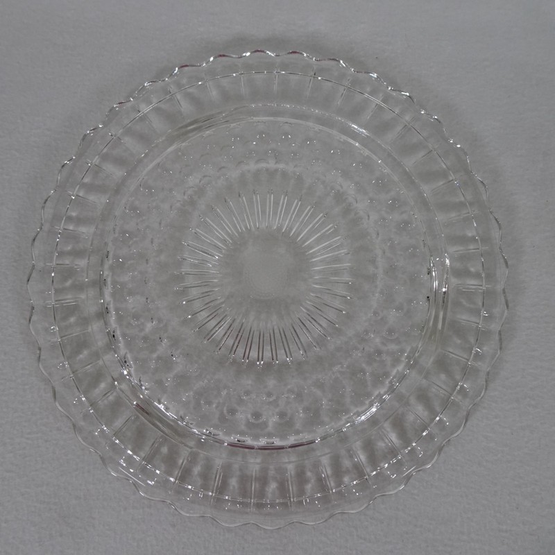 Scalloped Glass Cake Plate with Dome Clear Vintage Footed 11" gallery
