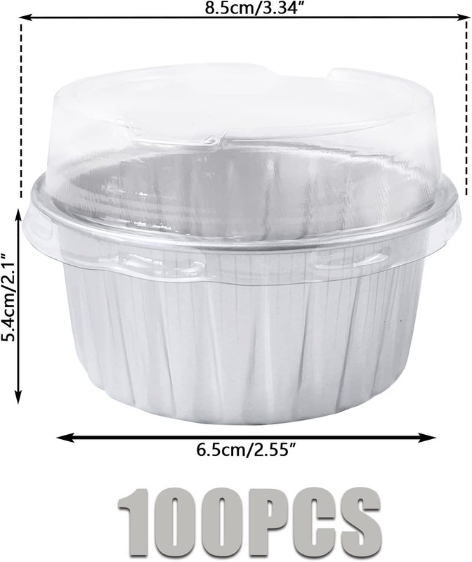Recipientes Para Cupcakes De Aluminio Con Tapa 100 Piezas Aluminio Plateado NEW gallery