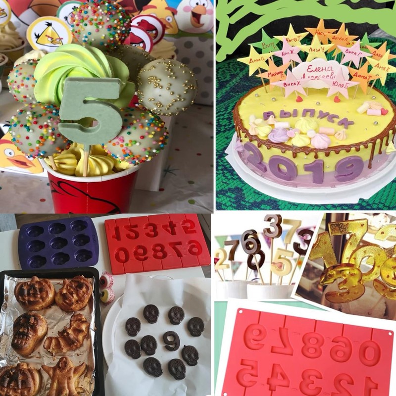 0-9 Number Silicone Candy Molds Lollipop Mold for Candle Chocolate Cake gallery