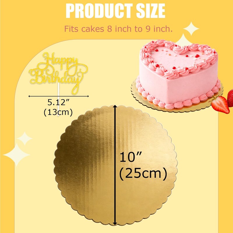 10 Inch Gold Cake Boards, 50 PCS Round Cake Board Circles Cake Base Plates fo... gallery