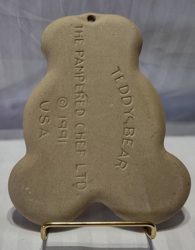 Pampered Chef Teddy Bear Heart Stoneware Cookie Mold Press Craft 1991 Baking(A-1 gallery