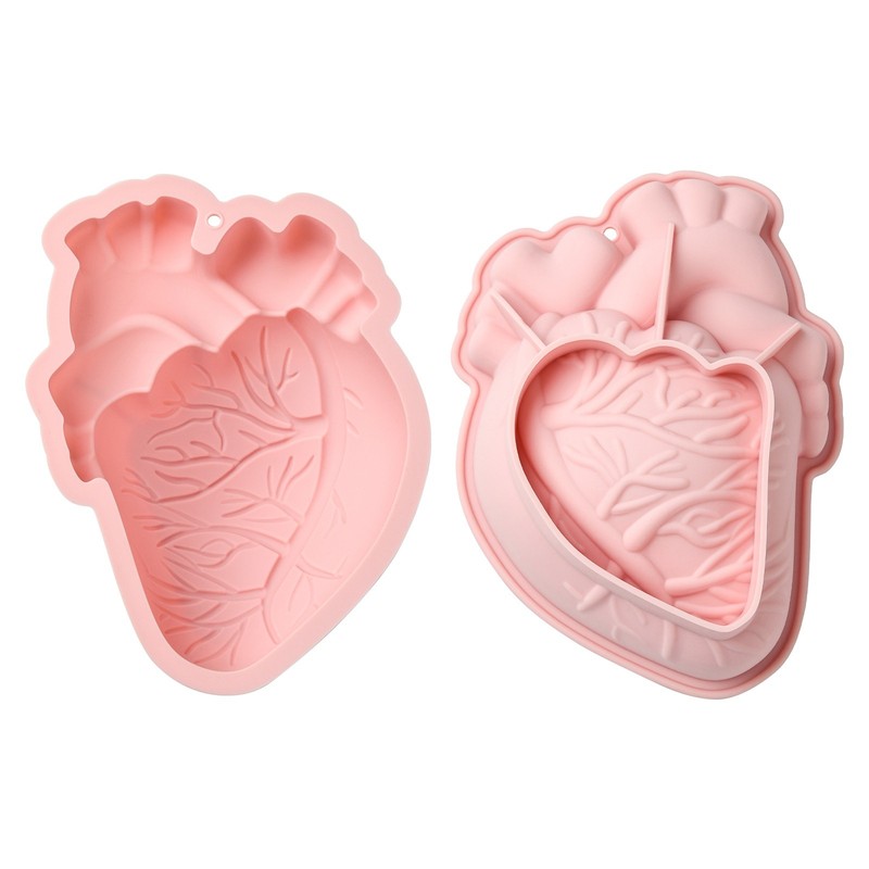 1x Silicone Heart Shaped Mold Pink for Baking Cake Candy Chocolate Mold Decor