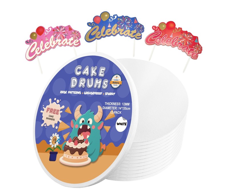 Round Smooth Edge Cardboard Cake Boards White 1/2 In Thick 14 In 12 PACK
