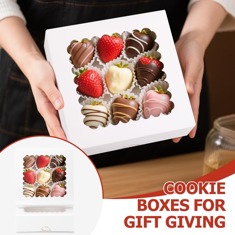 20 Pcs Chocolate Covered Strawberry Boxes with Window, Auto-Pop-Up 8x8x2.5 in... gallery