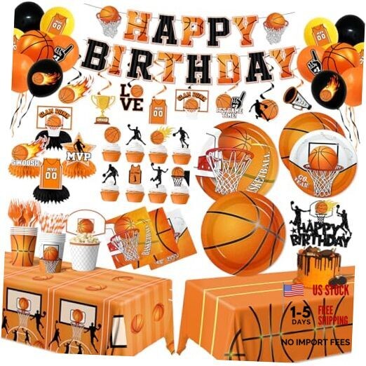 Basketball Party Decorations,206pcs Basketball Birthday Decorations Include