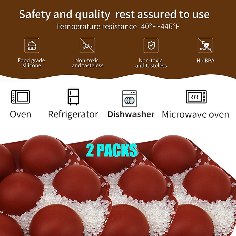 2 pcs Large 7-Cavity Semi Sphere Silicone Mold, Baking Mold for Making Hot gallery