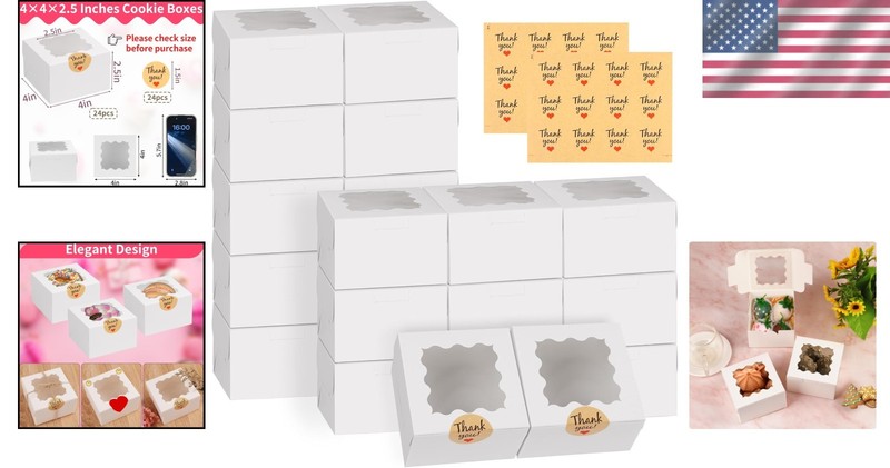 Chic 24pc Bakery Boxes for Cookies and Treats - Easy to Assemble & Eco-Friendly gallery