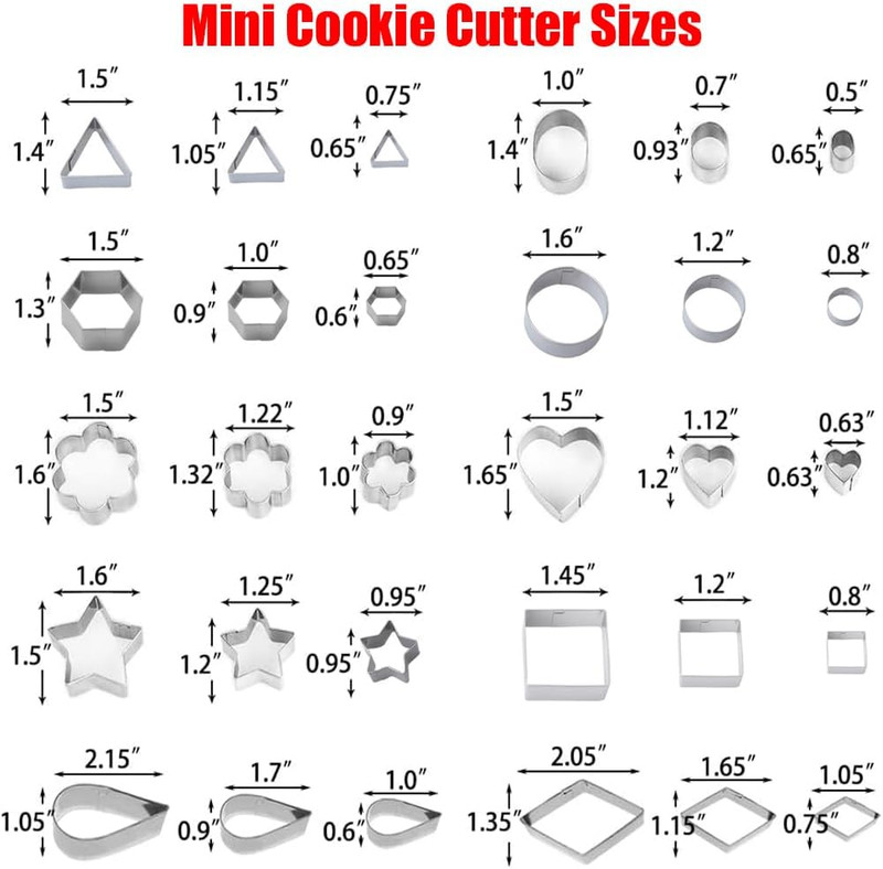 30-Pack Mini Cookie Cutters Set Stainless Steel Shapes for Baking Fondant Clay gallery