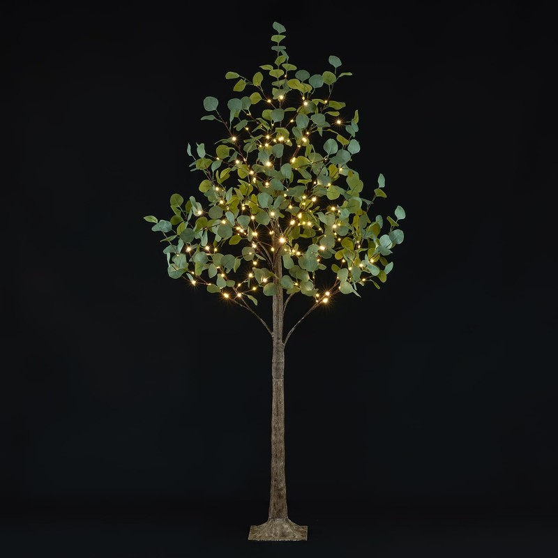 Lightshare 6Ft Lighted Eucalyptus Tree 270L Warm White Led Artificial Greenery