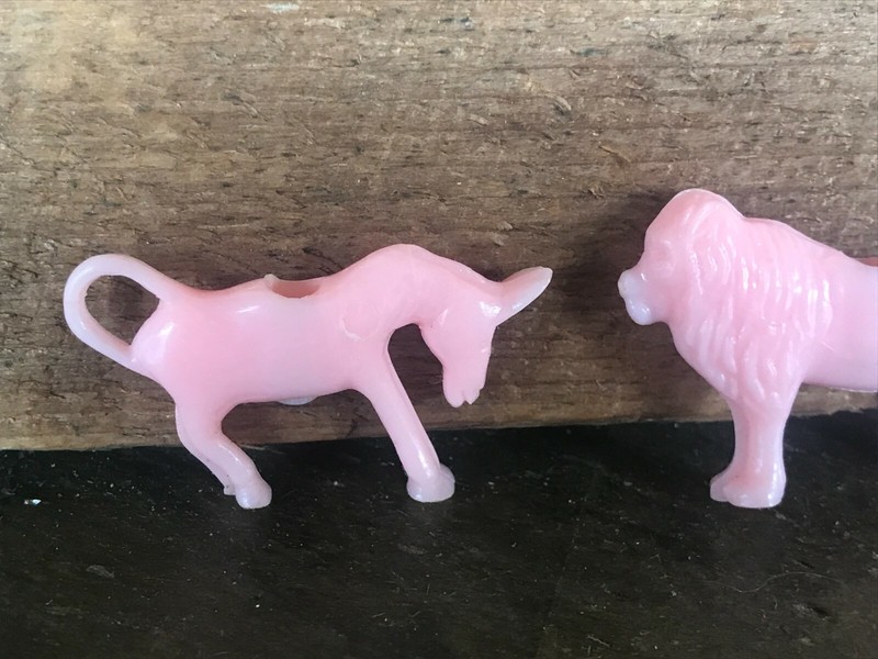 Vintage Cake Toppers Kids Plastic Pink Dog & Donkey Unusual gallery