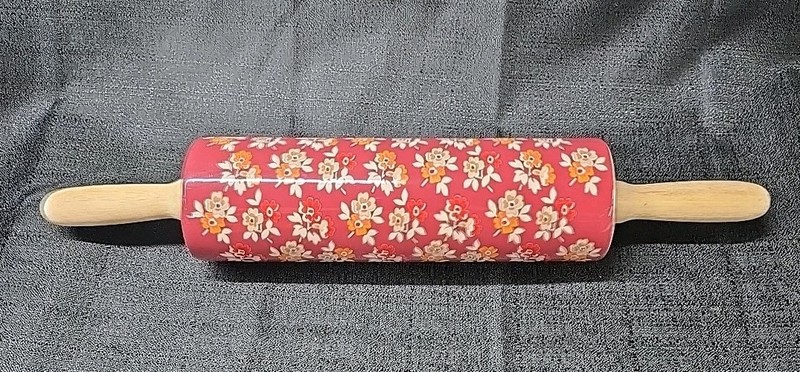 RETIRED Pioneer Woman Rolling Pin Fall Flowers Burgundy Autumn Harvest Ceramic gallery