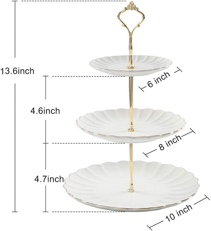3 Tier Ceramic Cake Stand Wedding, Dessert Cupcake Stand for Tea Party Serving P gallery
