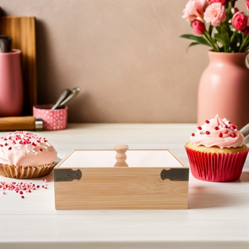 Wood Cake Stand with Lid Bakery Display Trays Holder Serving Plate gallery