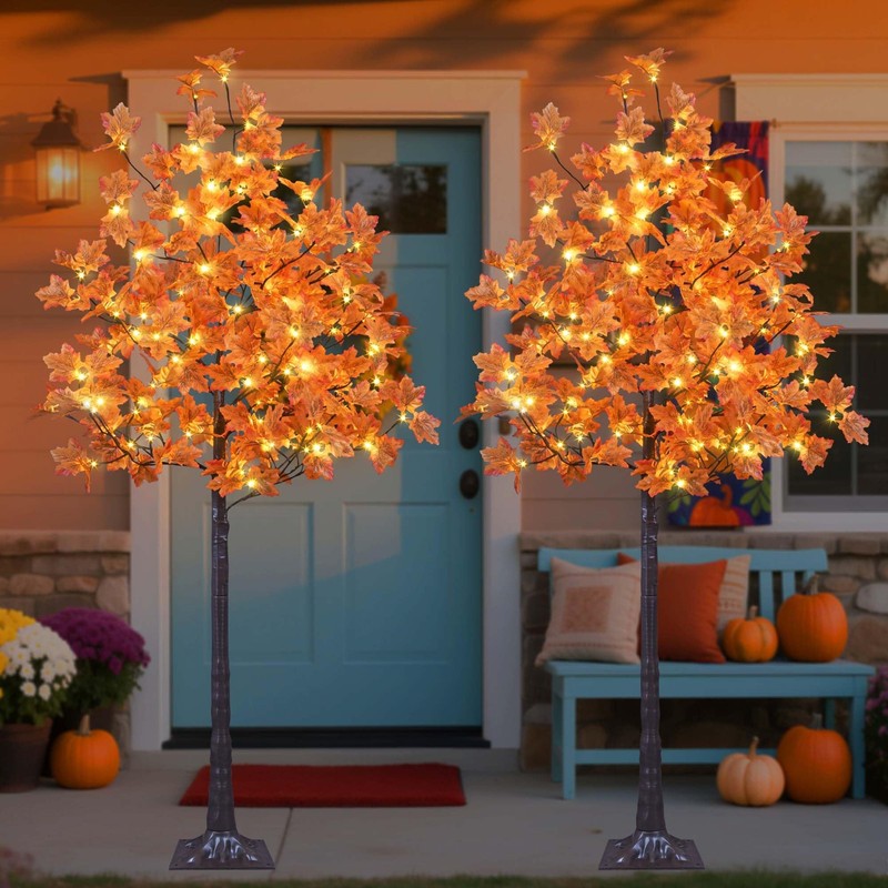 Lightshare 2Pcs 6Ft 240Led120Led Each Artificial Lighted Maple Tree Warm White