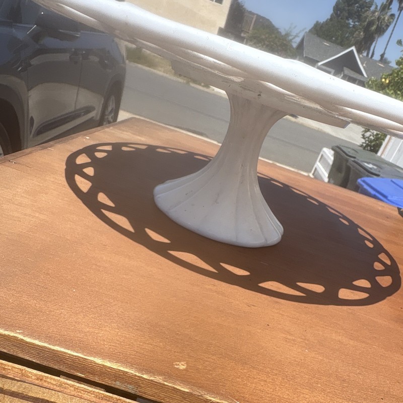 White Round Ceramic Pedestal Cake Stand, Glossy Solid, 12 in, 1 Tier gallery