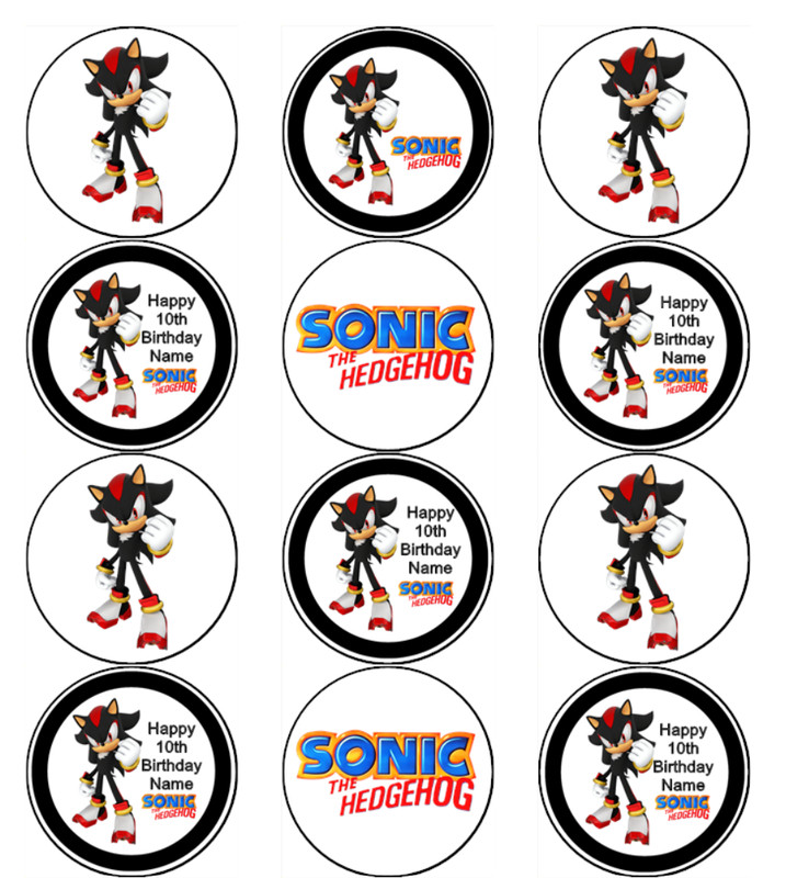 Shadow Edible Icing Sonic Cake Topper & Cupcake Images – Party Decor