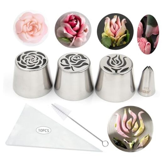 15 Pieces Extra Large Cake Decorating Russian Flower Piping Tips Set, 3 XXL gallery