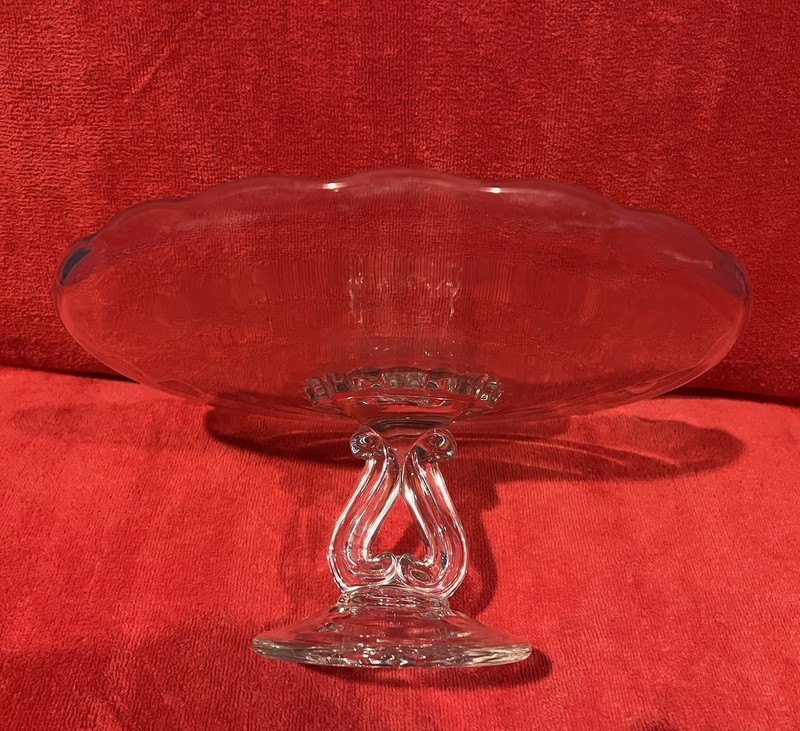 Vintage Pedestal Cake Stand Viking Glass with Scalloped Lip and Princess Heart gallery