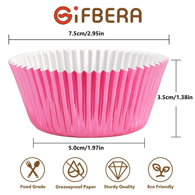 Standard Pink Foil Cupcake Liners Wrappers Baking Cups for Baking 100 Count, ... gallery
