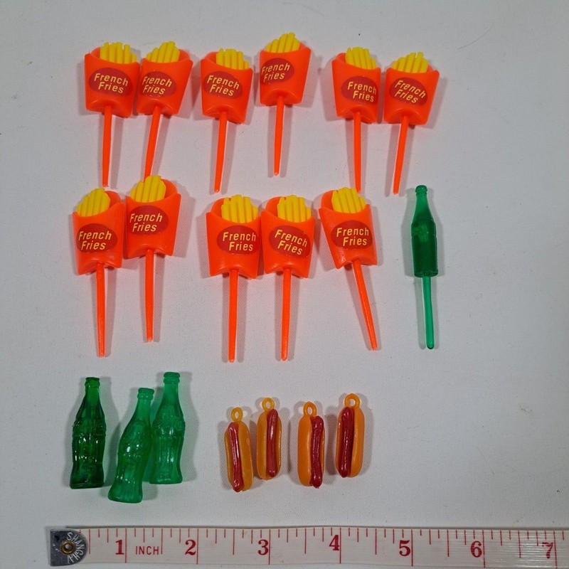 Vintage Soda Drink Bottles French Fries Sticks Cake Cupcake Topper Hot Dog Charm gallery