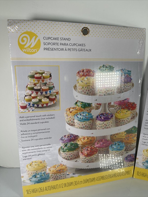 Lot Of 2 Wilton Cupcake Stands-White 12"X10.5" Holds 24 Cupcakes Part W1512127 gallery
