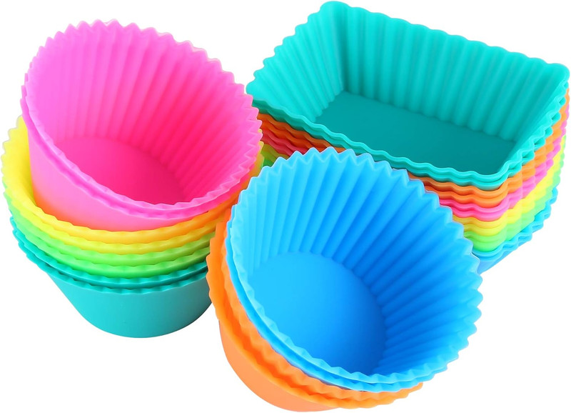 24 Pack Silicone Cupcake Baking Cups Reusable Food-Grade BPA Free Non-Stick Muff gallery