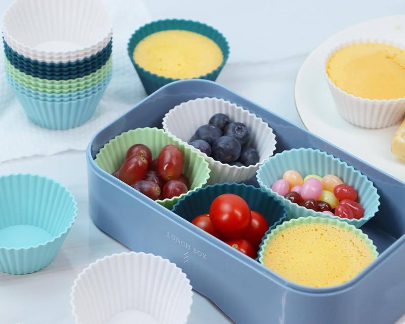 Moldes de silicona para muffins paquete de 12 moldes reutilizables para cupcakes gallery