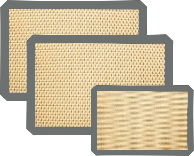 Silicone Baking Mat 3 Pack, Non-Stick Food Safe Reusable Baking Sheets, 2