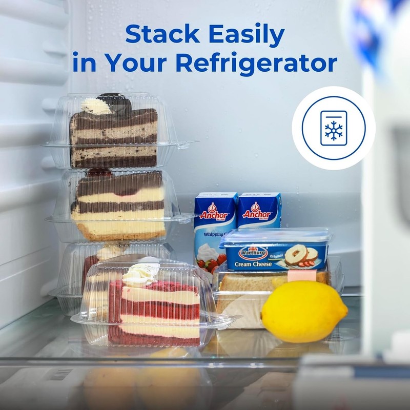 Stackable 300pc Cake Slice Containers Clear Dome Lid Food Grade Portable Togo gallery