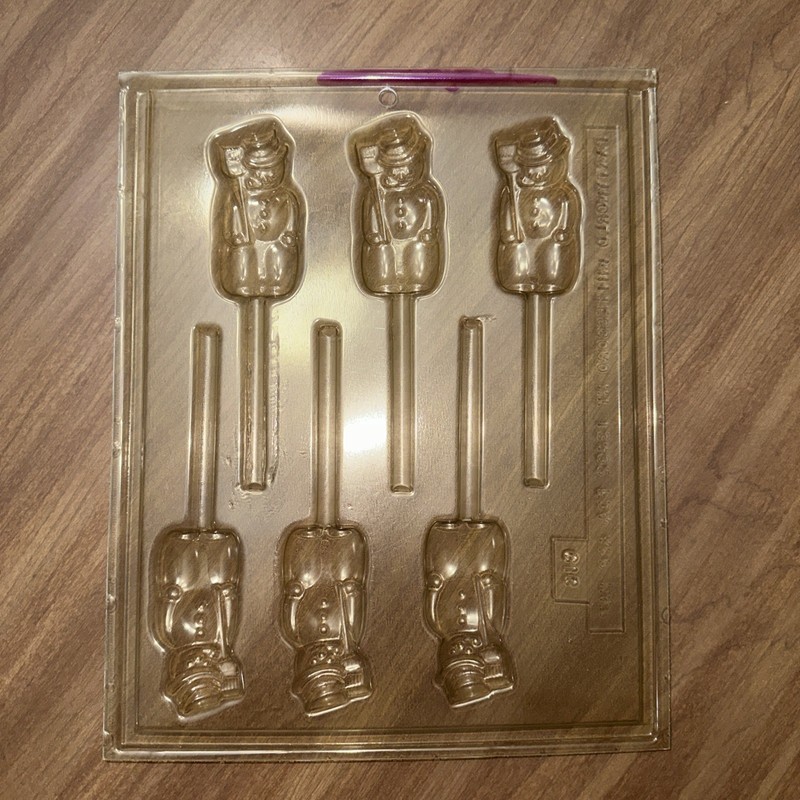 One Plastic Candy Mold - 6 Snowman suckers on tray - Partyworld G-16 Used gallery